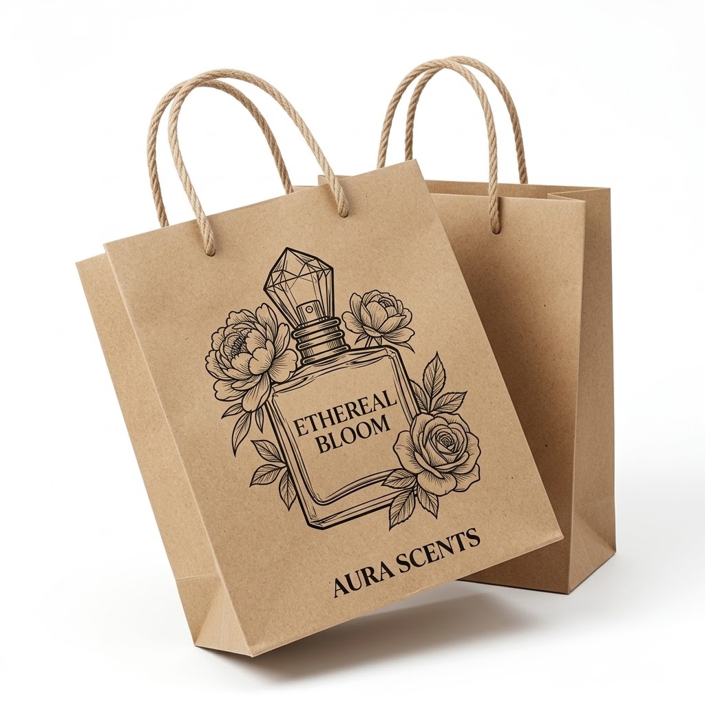 Brown kraft paper perfume bags luxury